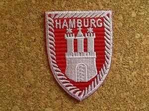 90s ドイツHAMBURGハンブルク刺繍ワッペン/城 中世 紋章アップリケ港湾都市パッチ旅行エンブレム土産ヨーロッパSAMPSONS