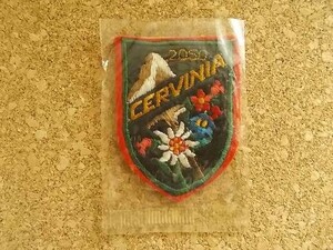 70s イタリア CERVINIA エンブレム刺繍ワッペン花/Aチェルビーノ旅行パッチ登山スキー マッターホルン ハイキング雪山アウトドア