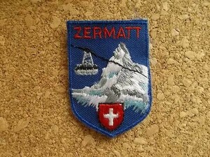 80s ZERMATTツェルマット アルプス山脈エンブレム刺繍ワッペン/Aゴンドラ スイス旅行パッチ ハイキング雪山マッターホルン登山ロープウェイ