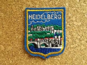 70s ドイツHEIDELBERGハイデルベルグ フェルト刺繍ワッペン/ライン川ネッカー川スーベニア アップリケ紋章パッチ旅行エンブレム ヨーロッパ