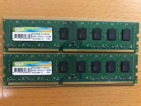 Silicon Power SP008GBLTU160N02 PC3-12800 DDR3-1600 (8GB×2枚 計16GB)