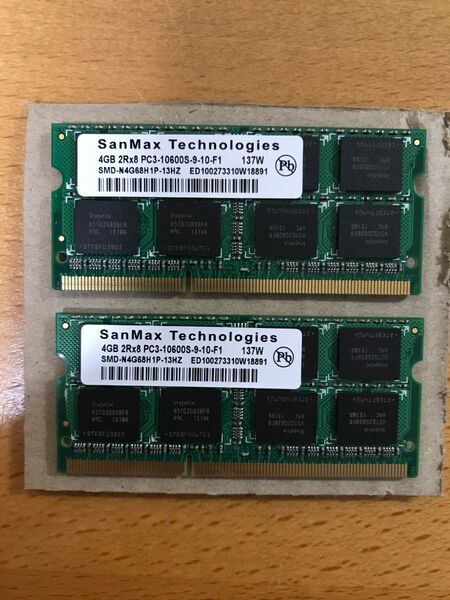 SanMax SMD-N4G68H1P-13H PC3-10600 DDR3-1333 (4GB×2枚 計8GB)