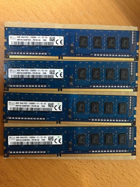 3)SK hynix HMT451U6BFR8C-PB PC3-12800 DDR3-1600 (4GB×4枚 計16GB)