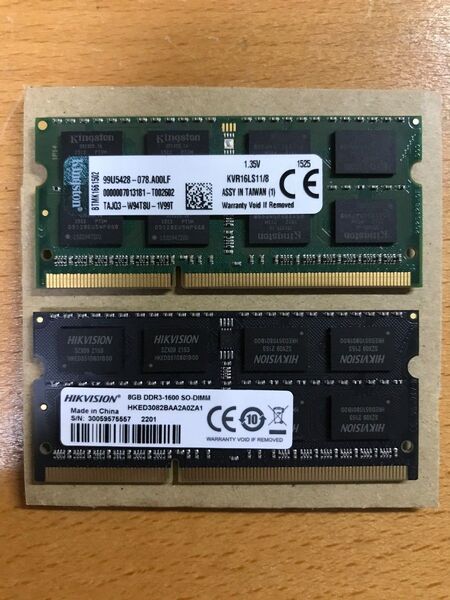 DDR3L-1600 PC3L-12800 (8GB×2枚 計16GB)