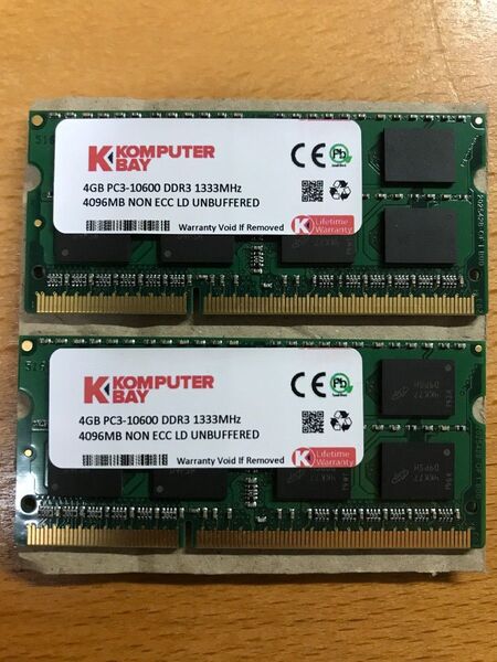 KOMPUTERBAY PC3L-10600 DDR3L-1333 (4GB×2枚 計8GB)