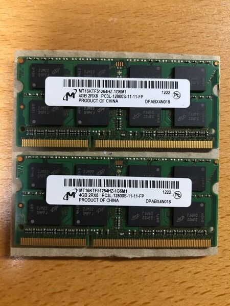 2)Micron 16KTF51264HZ-1G6M1 PC3L-12800 DDR3L-1600 (4GB×2枚 計8GB)