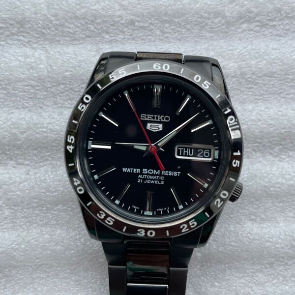 SEIKO5 セイコー5 自動巻 腕時計 メンズ 裏スケ デイデイト 黒い稲妻
