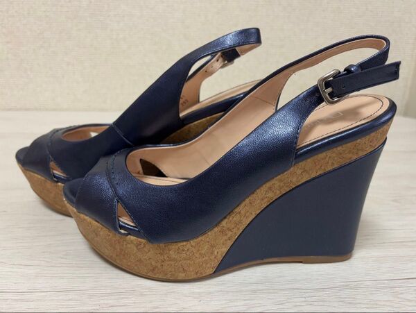 DAPHNE ウェッジソールサンダル 厚底 ネイビー 24.5cm