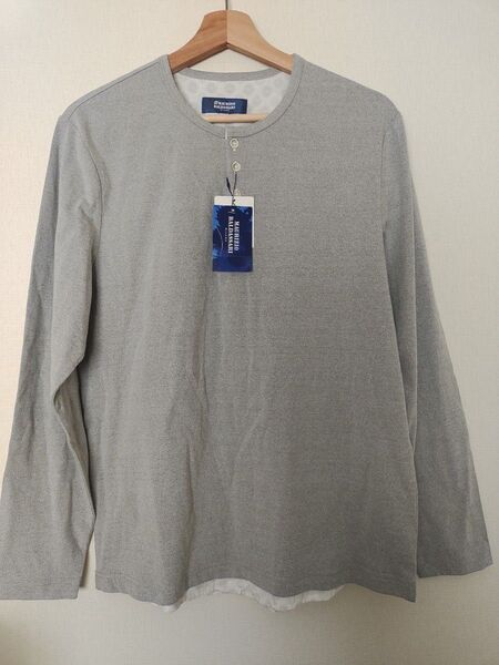 MAURIZIO BALDASSARI ヘンリーネックカットソー 長袖Tシャツ 46 グレー 未使用