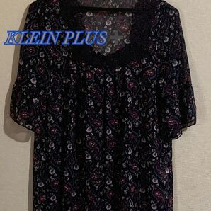 【KLEIN PLUS】シフォンブラウス レース&花柄 40(L)