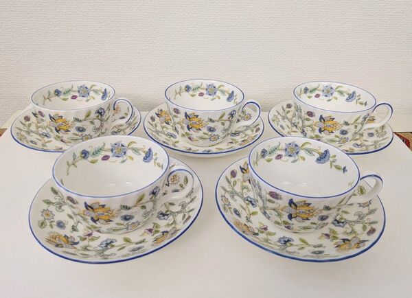 MINTON ミントン ハドンホール ブルー カップ&ソーサー 5客 中古美品