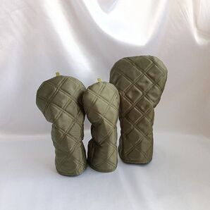 ゴルフヘッドカバー/ボンディング 撥水加工 コンパクトデザイン カーキ 3点セット