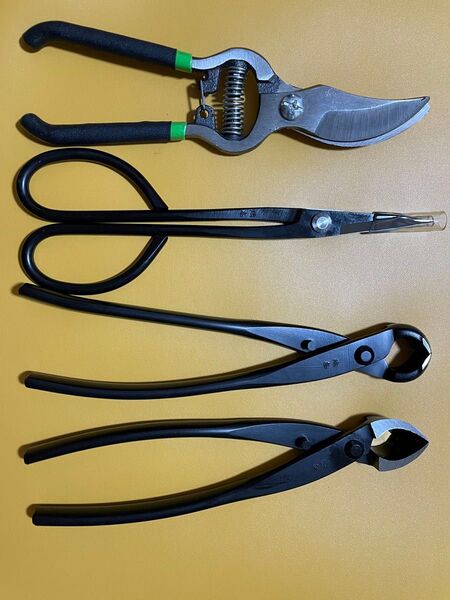 新品210㎜ ステンレス盆栽道具 コブ切 瘤切り 盆栽用 ぼんさいバサミ用品BONSAI TOOL 4個セット 剪定ばさみ
