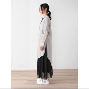 yort サイドスリットロングシアーシャツ