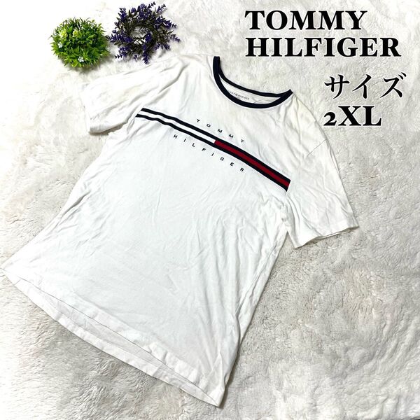 【人気】TOMMY HILFIGER トミーヒルフィガー Tシャツ 白 ビッグロゴ 希少サイズ