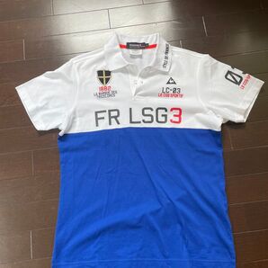 新品 ルコック 半袖ポロシャツ Lサイズ 未使用 メンズ 白/青 ロゴ