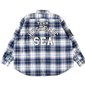 レア ヒステリックグラマー WIND AND SEA 21AW Check チェックシャツ ブルー 限定コラボレーションモデル