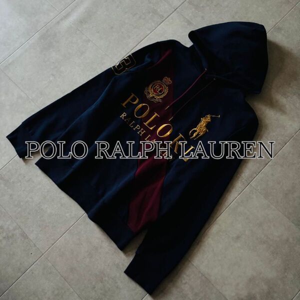 ポロラルフローレン プルーオーバーパーカー S ネイビー ビッグポニー ワッペン Polo Ralph Lauren