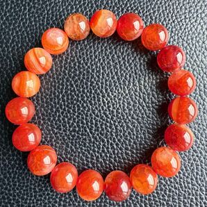【赤縞瑪瑙(レッドカーネリアン)10mmブレスレット】茜火しずく─あかねびの火龍瑪瑙 活力・情熱・お守りに 艶やかで華やかな幸運石