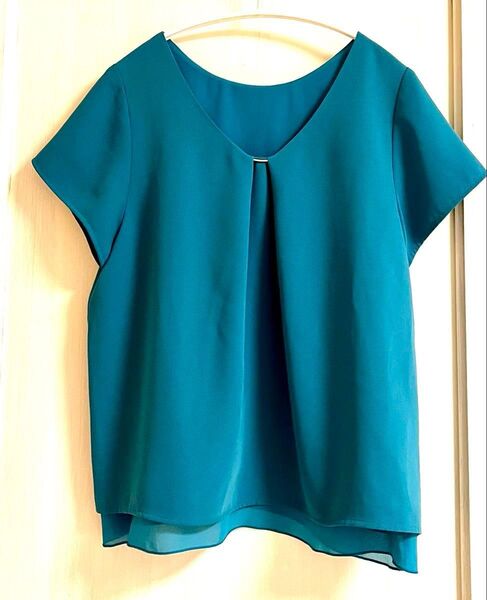 シップス 半袖ブラウス ジョーゼット 青