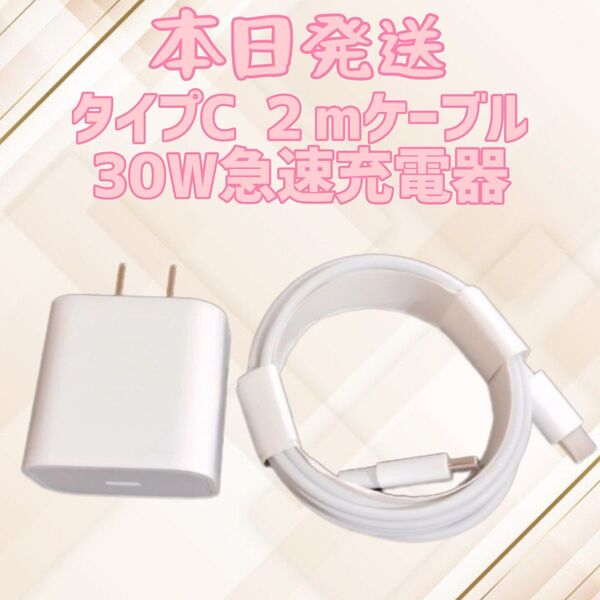 30W充電器 急速充電器 タイプCケーブル2m 急速充電器&typecケーブルセット アダプター 充電器 充電ケーブル タイプc
