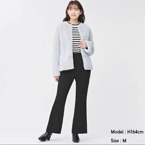 GU 2WAY ストレッチフレアパンツ ブラック スラックス Sサイズ