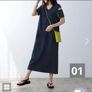 スタイルデリ【Made in JAPAN】スリットスリーブワンピース ネイビー 01