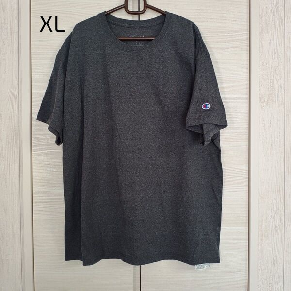 メンズ チャンピオン 半袖 Tシャツ クルーネック 無地 濃グレー XL