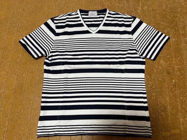 NICOLE CLUB FOR MEN ストライプ Vネック サイズ50 (L) 新品