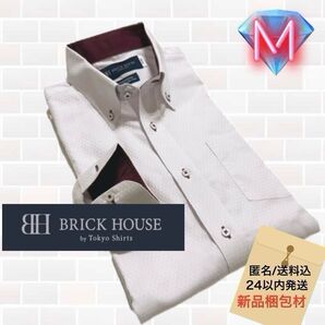 ☆BRICK HOUSE ボタンダウン 襟袖別布 シャドーアーガイル柄 Yシャツ