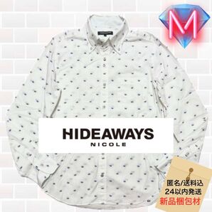 HIDEAWAYS ボタンダウン総柄 薄手ドット柄シャツ