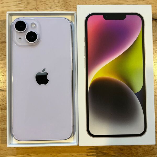美品 保証期間中 iPhone 14 128GB パープル バッテリー最大容量100% 利用制限なし SIMフリー版