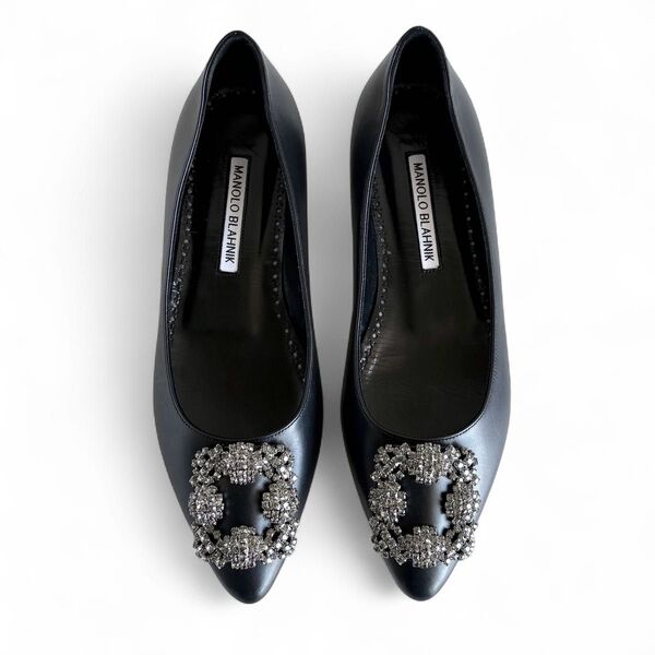 未使用MANOLO BLAHNIK ハンギシ フラットシューズ 36 レザー