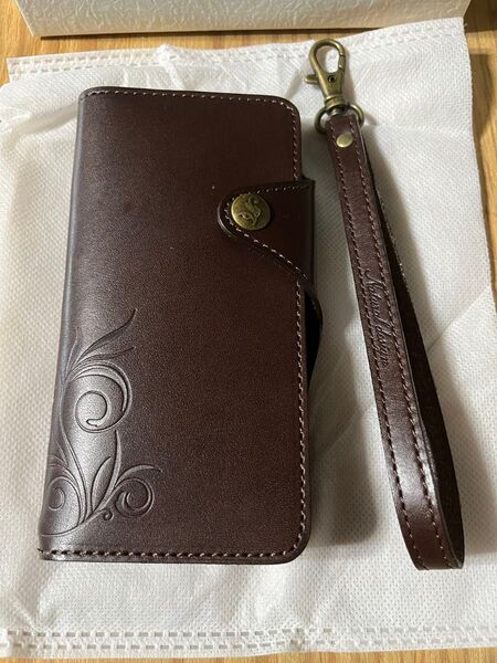 【未使用品】 iPhone X XS 手帳型レザーケース Smart Leather ブラウン