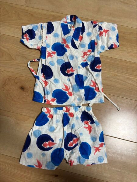甚平 お祭り ベビー 金魚 くろわっさんすべべ 80