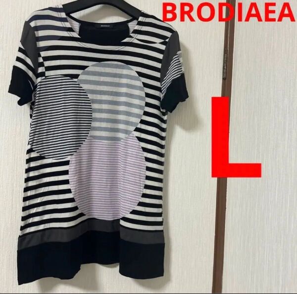 BRODIAEA アリエス ボーダー柄チュニック ワンピース 綿100% 日本製 L