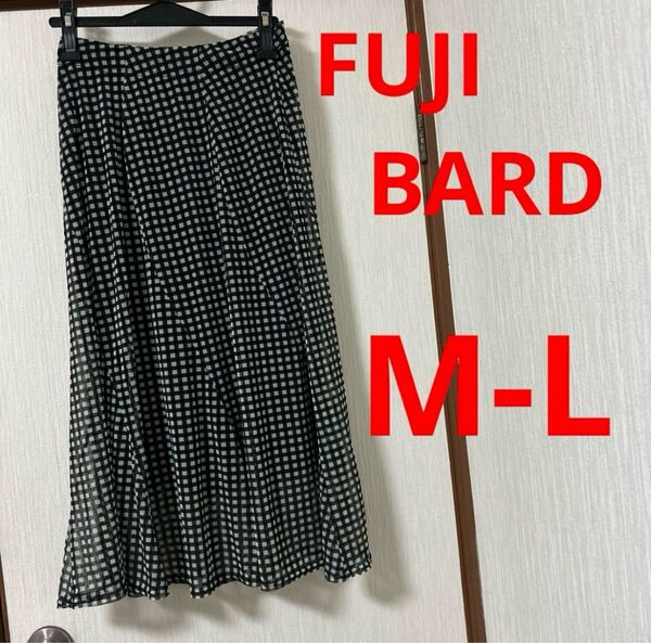 FUJI BARD チェック柄フレアロングスカート マキシム丈 フレアスカート M-L