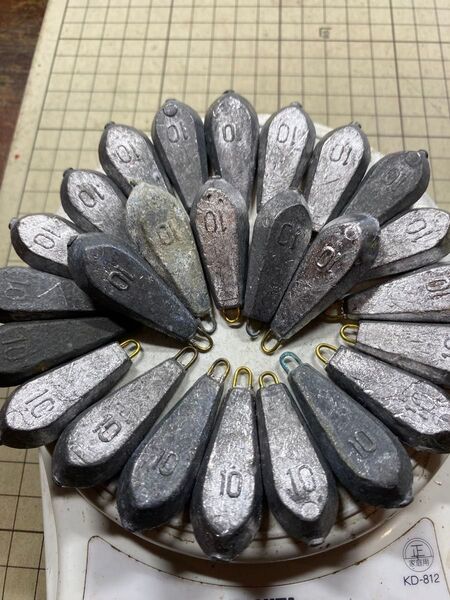293【中古品】六角オモリ 10号 25個