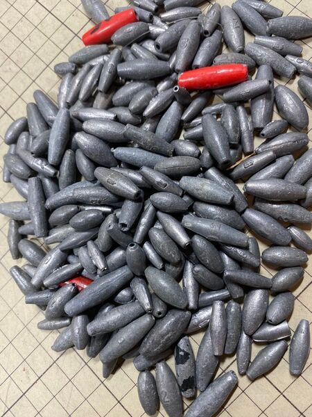 307【中古品】長型オモリ 中通しオモリ 0.5号〜3.0号 無選別 個数不明