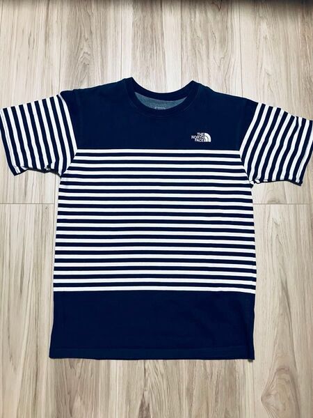 ノースフェイス The North Face tシャツ ボーダー ネイビーにホワイトのストライプ レディース Mサイズ