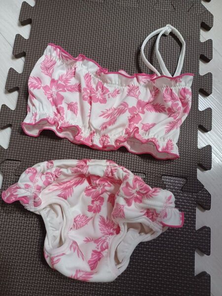 ベビー 水着 水遊び 女の子 花柄 ピンク ビキニ 日本製 ベビー水着 80 90