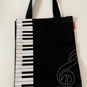 トートバッグ ピアノ鍵盤 黒