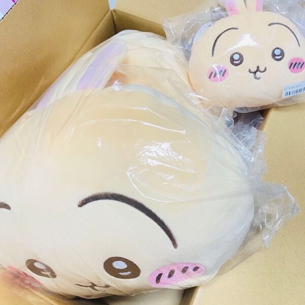 新品 未開封 ちいかわ もっちる ねそべりBIGぬいぐるみ うさぎ と ぬいぐるみパスケースポーチ セット