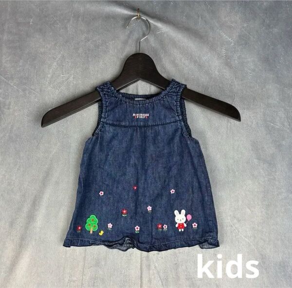 c115【子供服】【美品】【かわいい】MIKI HOUSE キッズ用ジャンスカ ワンピース ミキハウス 女の子