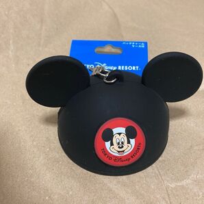 TDL ミッキーマウス シリコン製 帽子キーホルダー バッグチャームケース付き ブラック 未使用
