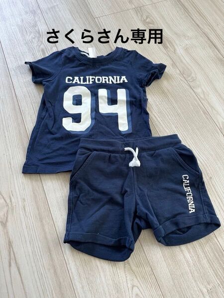 H&M Tシャツ&ハーフパンツセット ネイビー 90cm