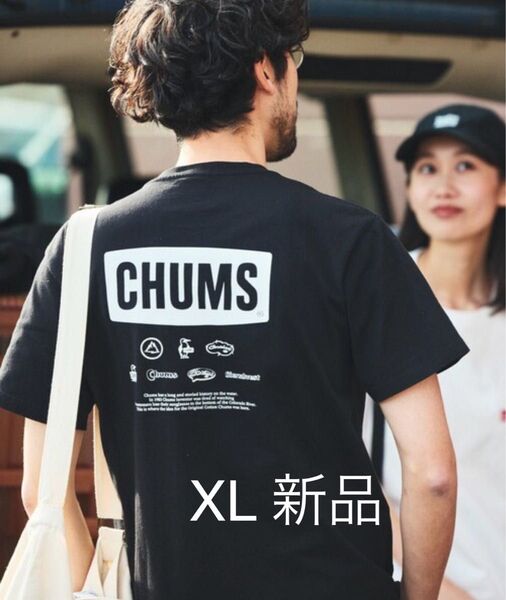 【新品】XL 黒 チャムス ヒストリー バックプリント Tシャツ