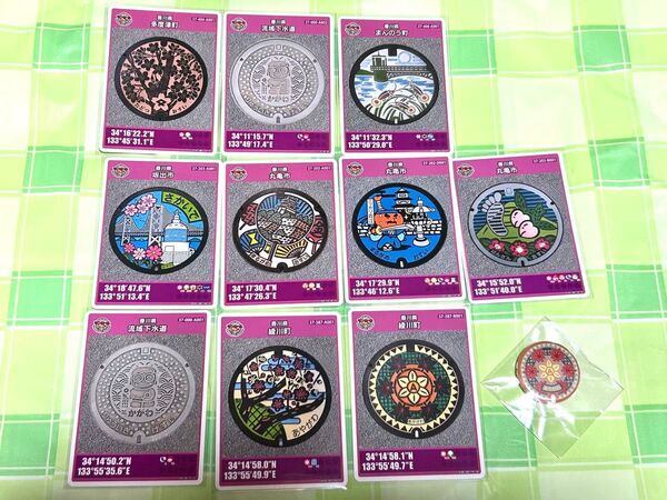 香川県のご当地マンホールカード10枚とカンバッジ1個セット