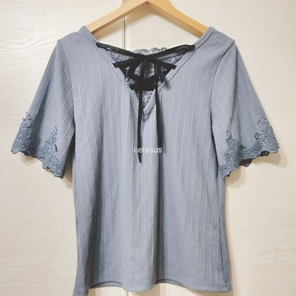 axes femme 半袖カットソー Tシャツ くすみブルー