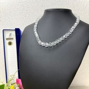 美品★ 白水晶 Crystal クリスタル ネックレス silver表記 ケース付 アクセサリー 冠婚葬祭 一級宝石研磨士手塚盛明